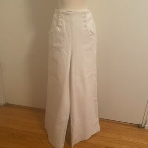 Nicole Miller White Cotton High waisted /wide leg pants